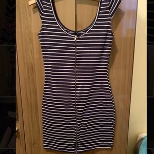 White and Navy blue dress